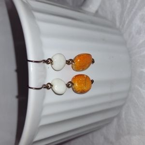 Orange and white earrings